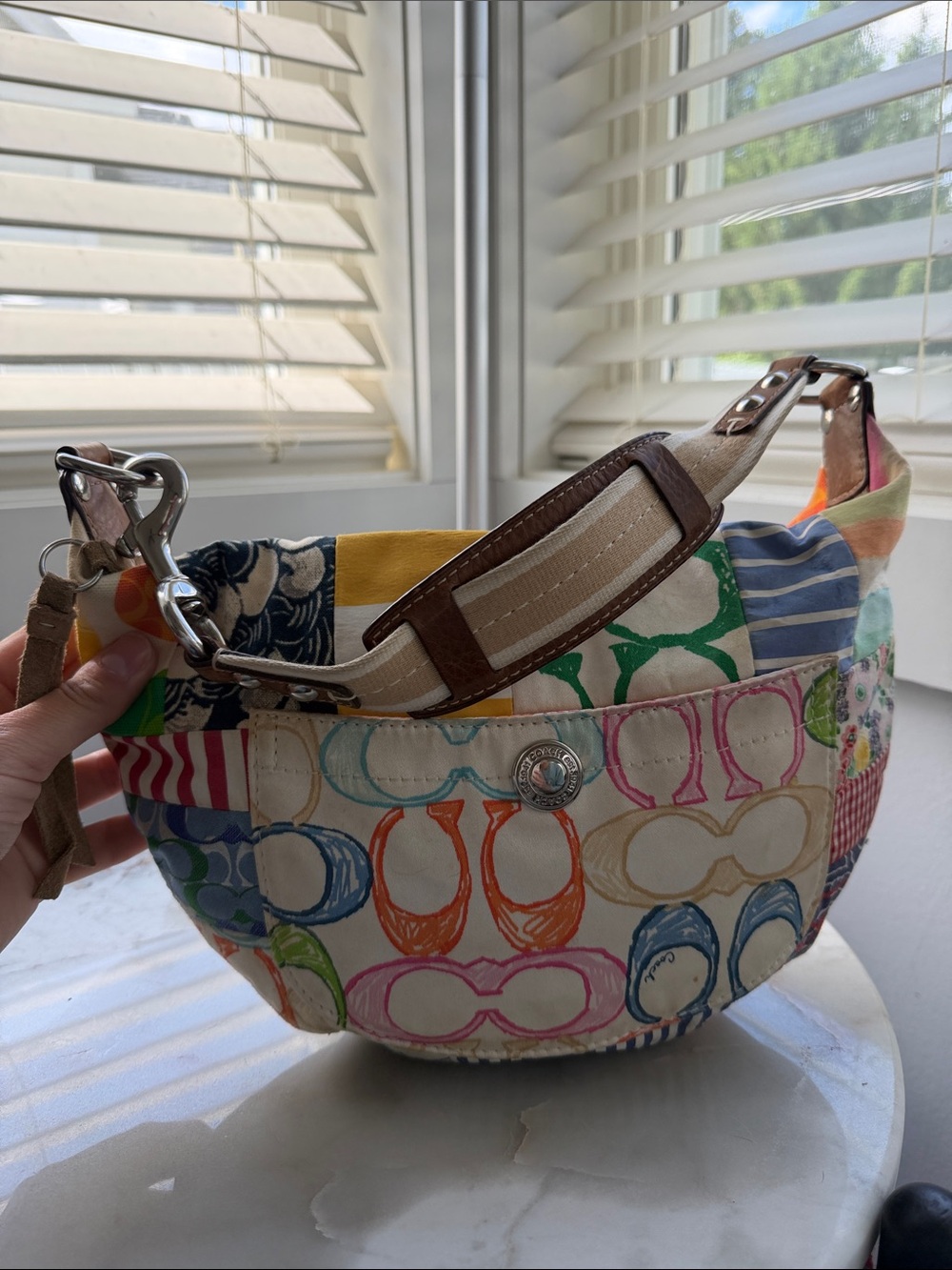 Vintage Y2K Coach Hamptons Patchwork Scribble Hobo Bag